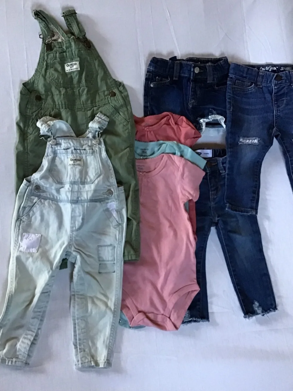 Bundle Kids Girls Overalls & Jeans Set in Green, Light Blue, Pink Size 12/18 M - Picture 8 of 8
